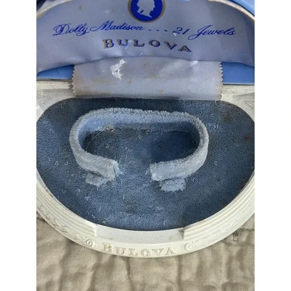 Bulova Resin Dolly Madison White And Blue Collection Box Box Only - Picture 9 of 13